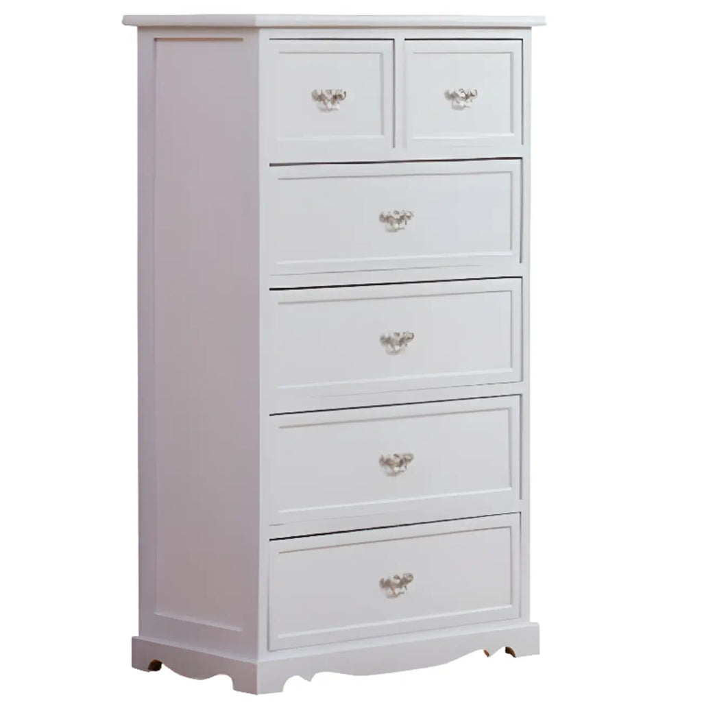Elegant Wooden 7-Drawer White Dresser with Metal Handle