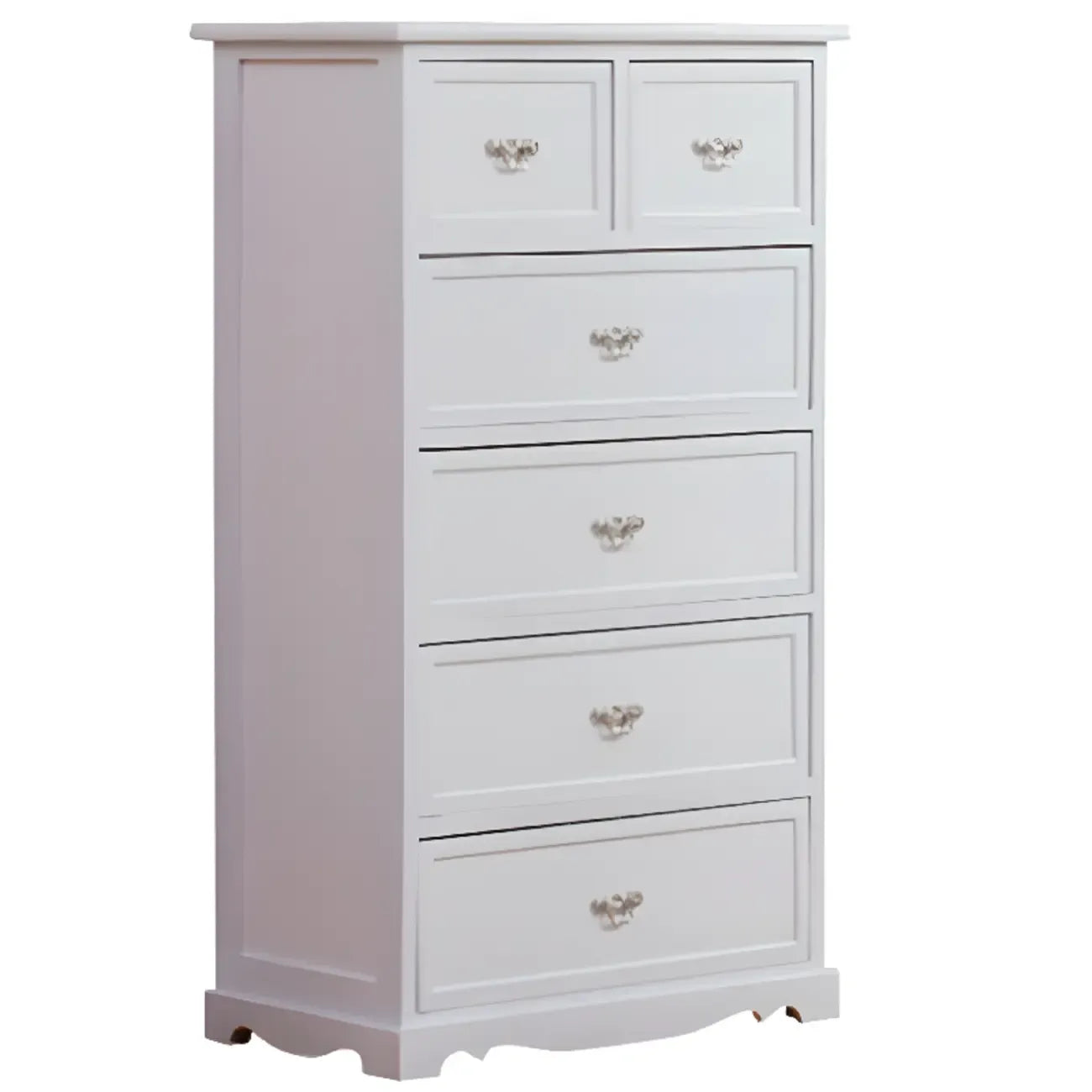 Elegant Wooden 7-Drawer White Dresser with Metal Handle