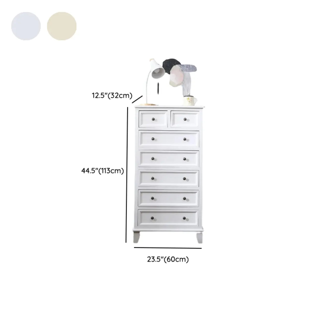 Elegant Wooden 7-Drawer White Dresser with Metal Handle