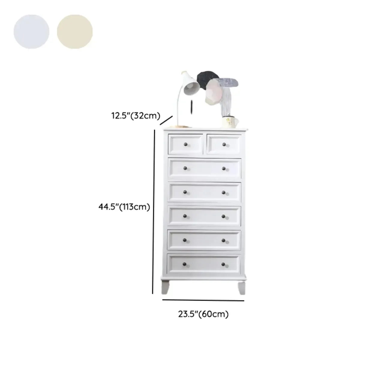 Elegant Wooden 7-Drawer White Dresser with Metal Handle