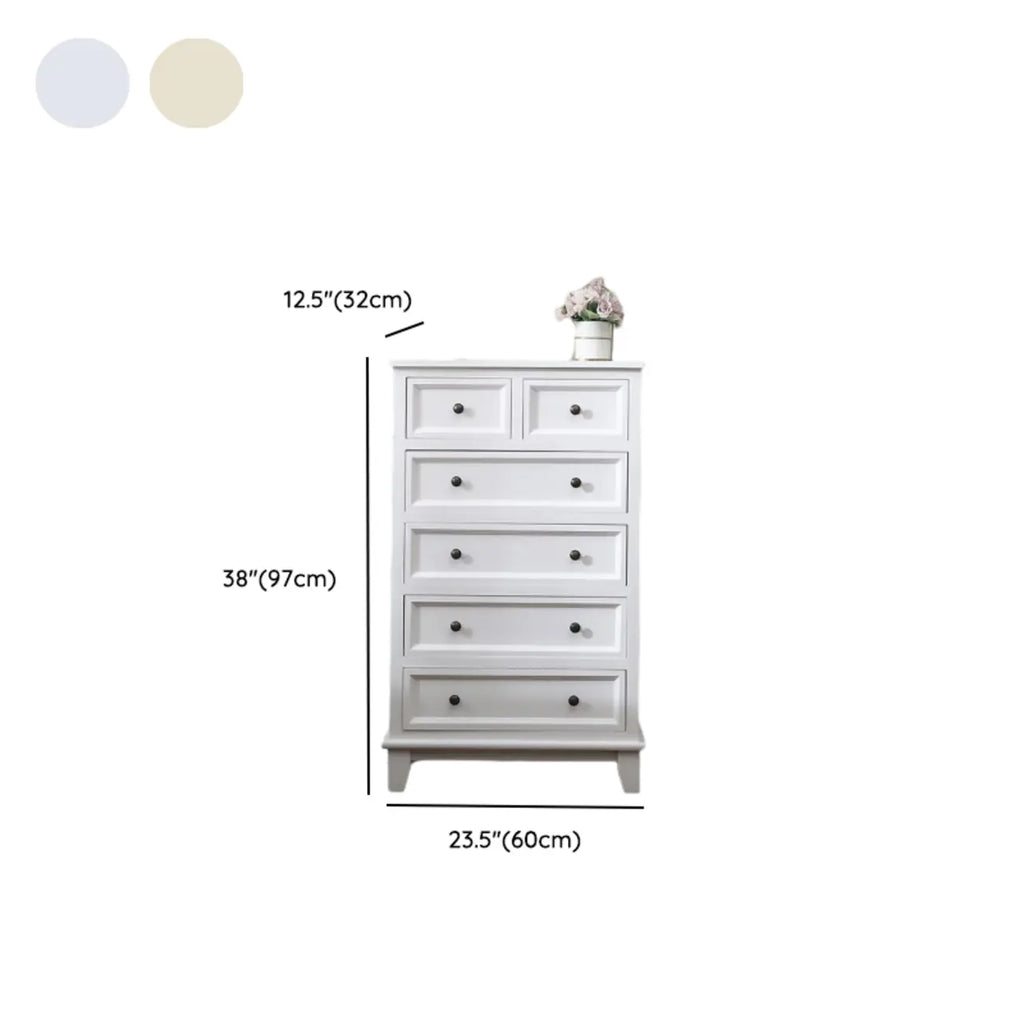 Elegant Wooden 7-Drawer White Dresser with Metal Handle