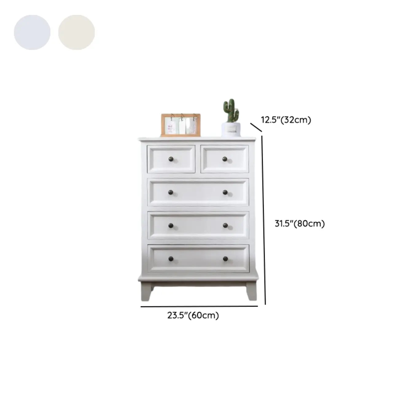 Elegant Wooden 7-Drawer White Dresser with Metal Handle