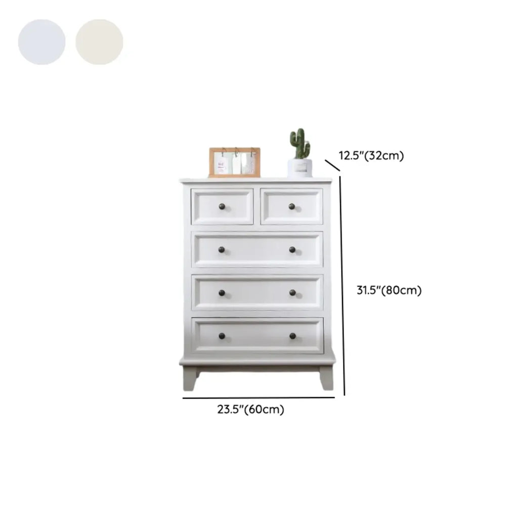 Elegant Wooden 7-Drawer White Dresser with Metal Handle