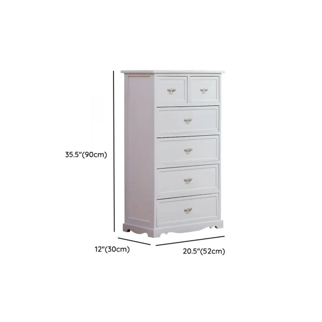 Elegant Wooden 7-Drawer White Dresser with Metal Handle