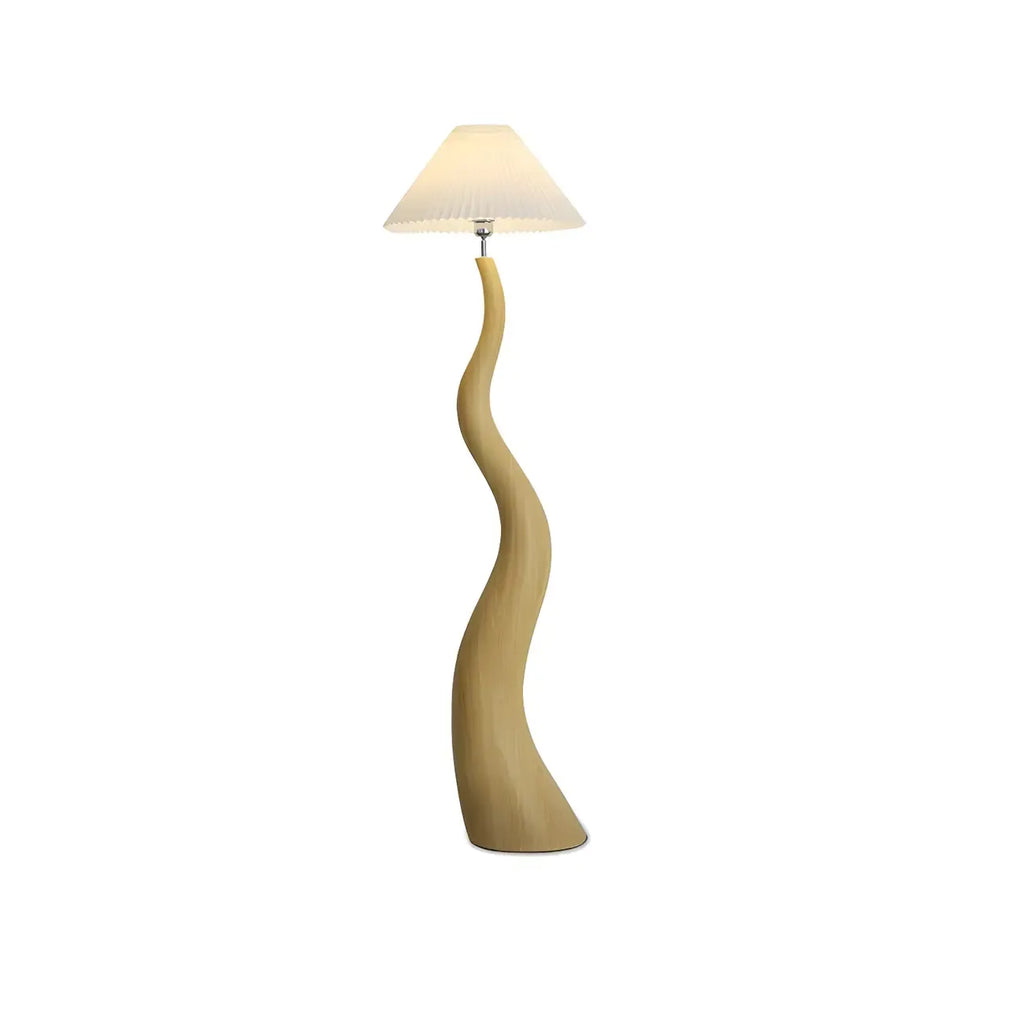 Oriental Resin Fabric Shade Wave Floor Lamp Adjustable