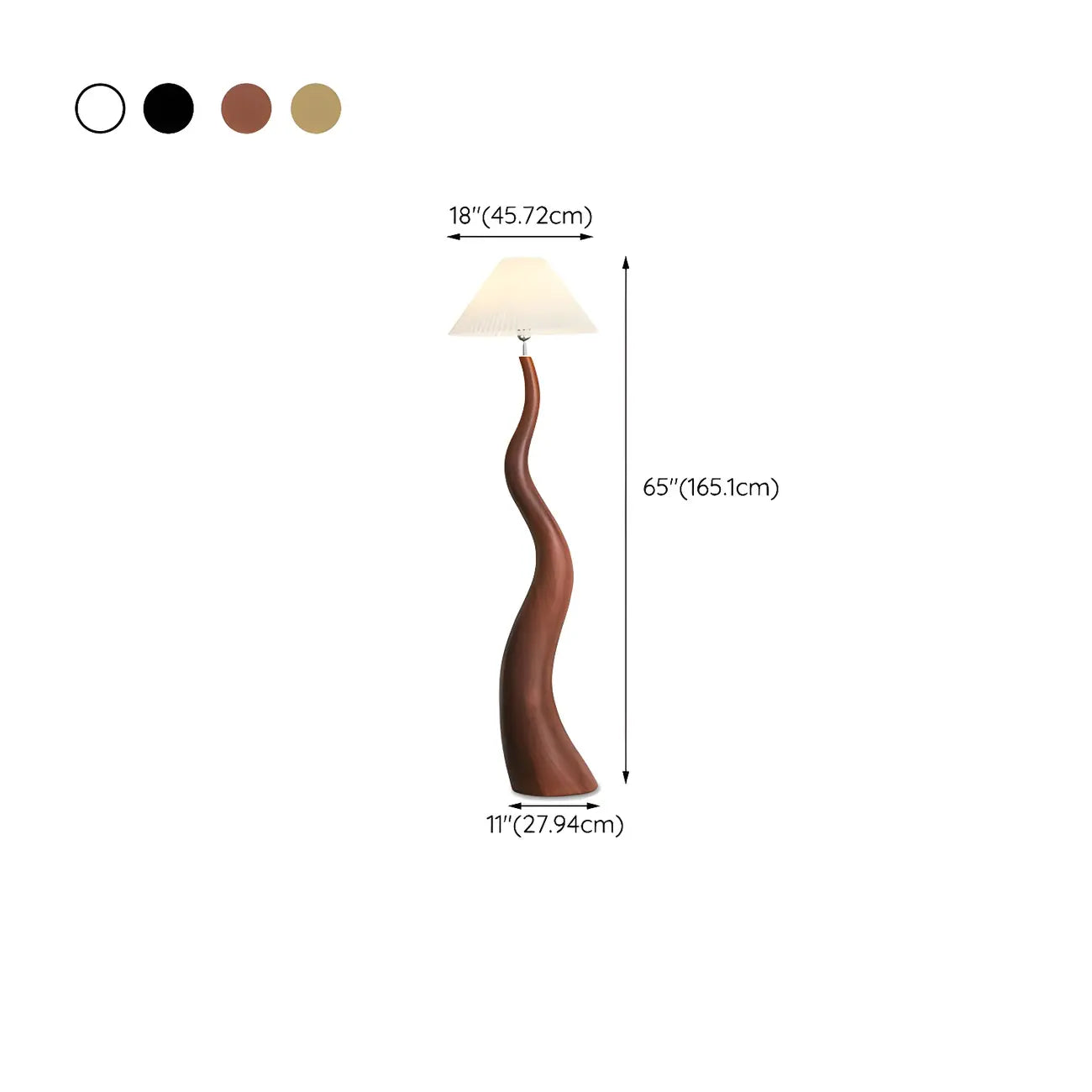 Oriental Resin Fabric Shade Wave Floor Lamp Adjustable