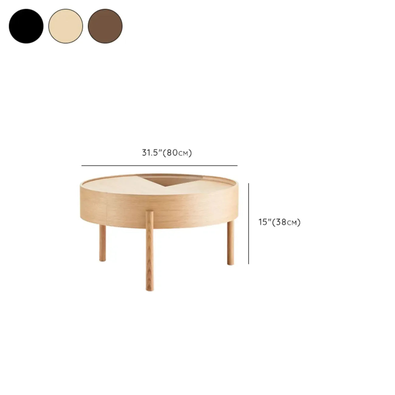 Scandinavian Indoor Round Coffee Table with Tray Top