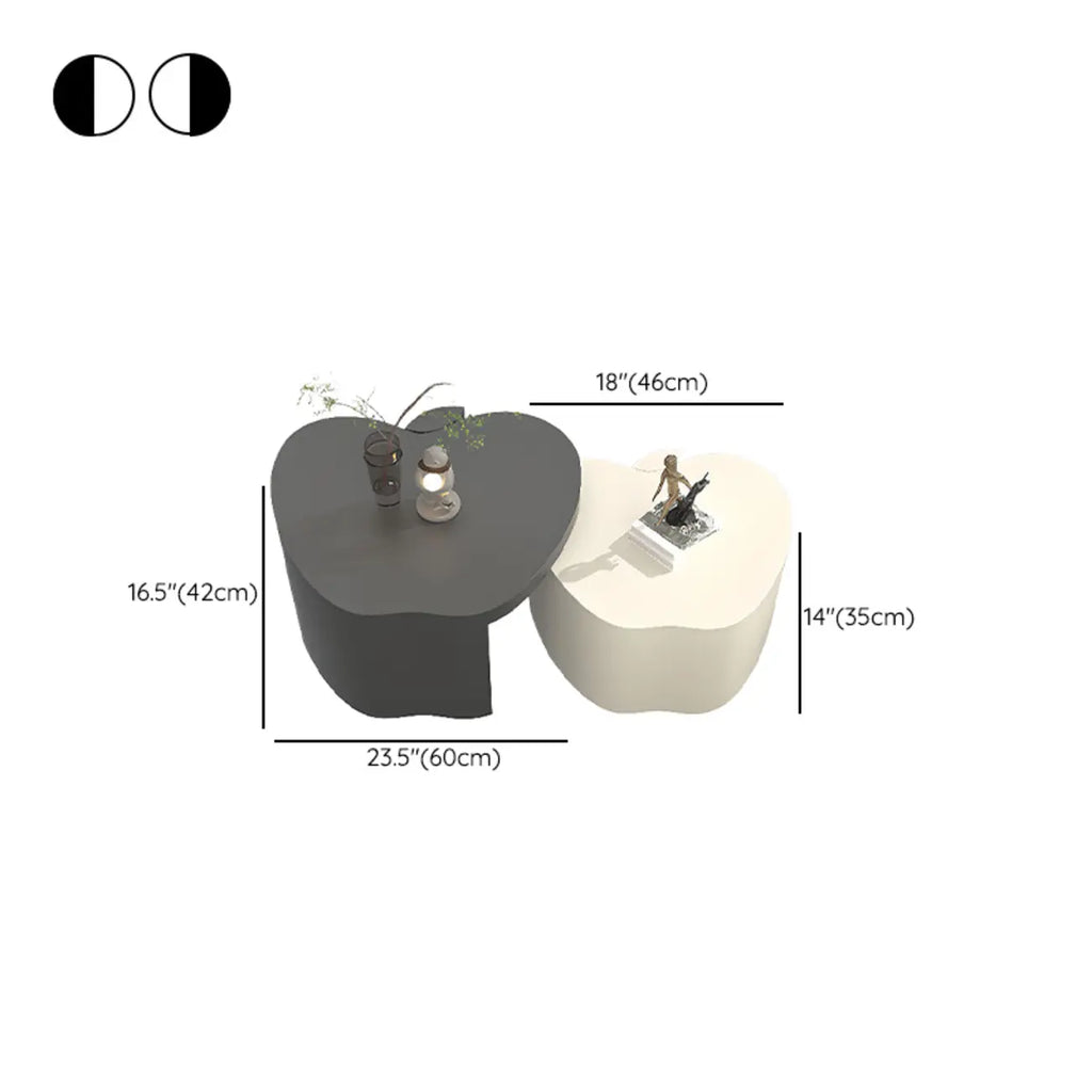 Modern Wood Apple Shape Abstract Nesting Coffee Table