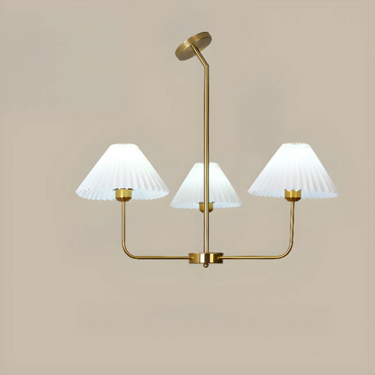 Modern Gold Chandelier with Pleated Shades for Living Room