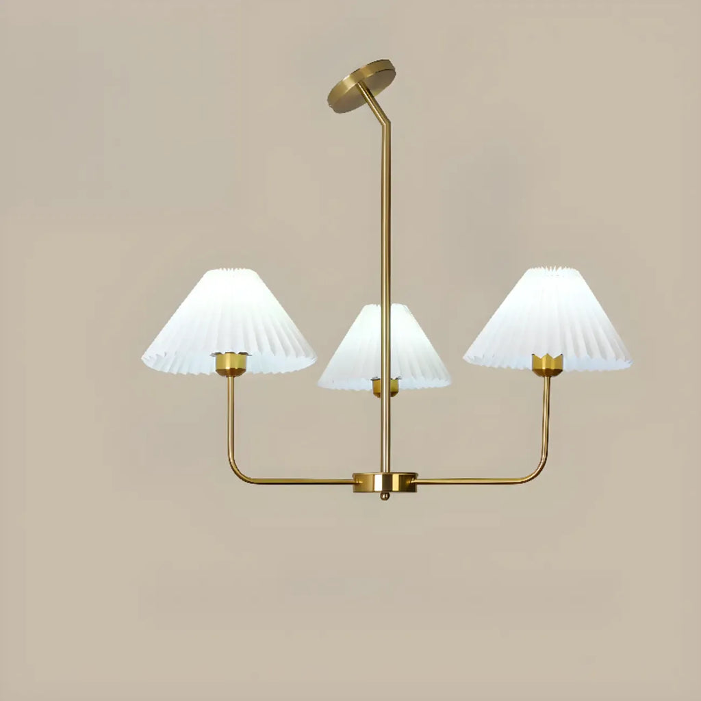 Modern Gold Chandelier with Pleated Shades for Living Room