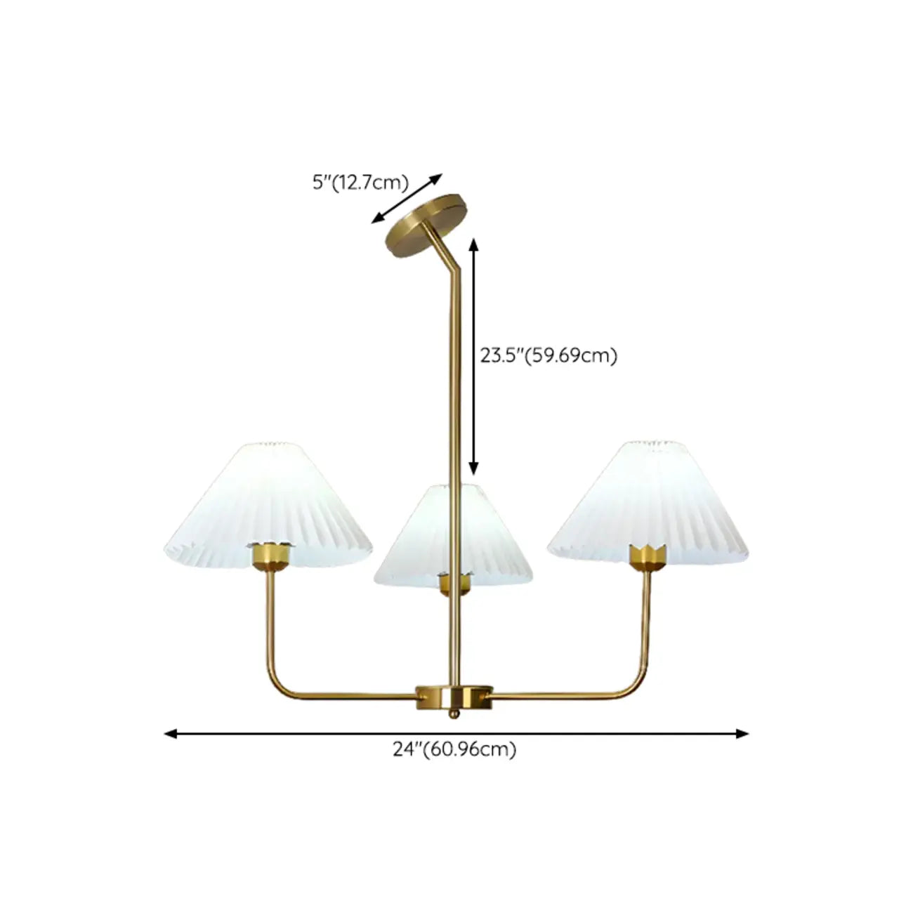 Modern Gold Chandelier with Pleated Shades for Living Room