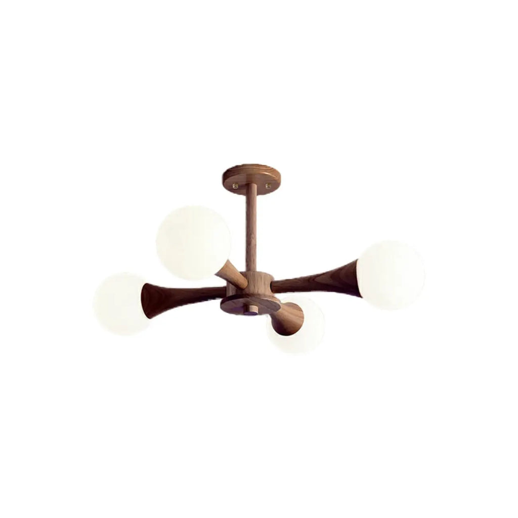 Elegant Wood Flush Mount Chandelier with 5 Lights for Bedroom