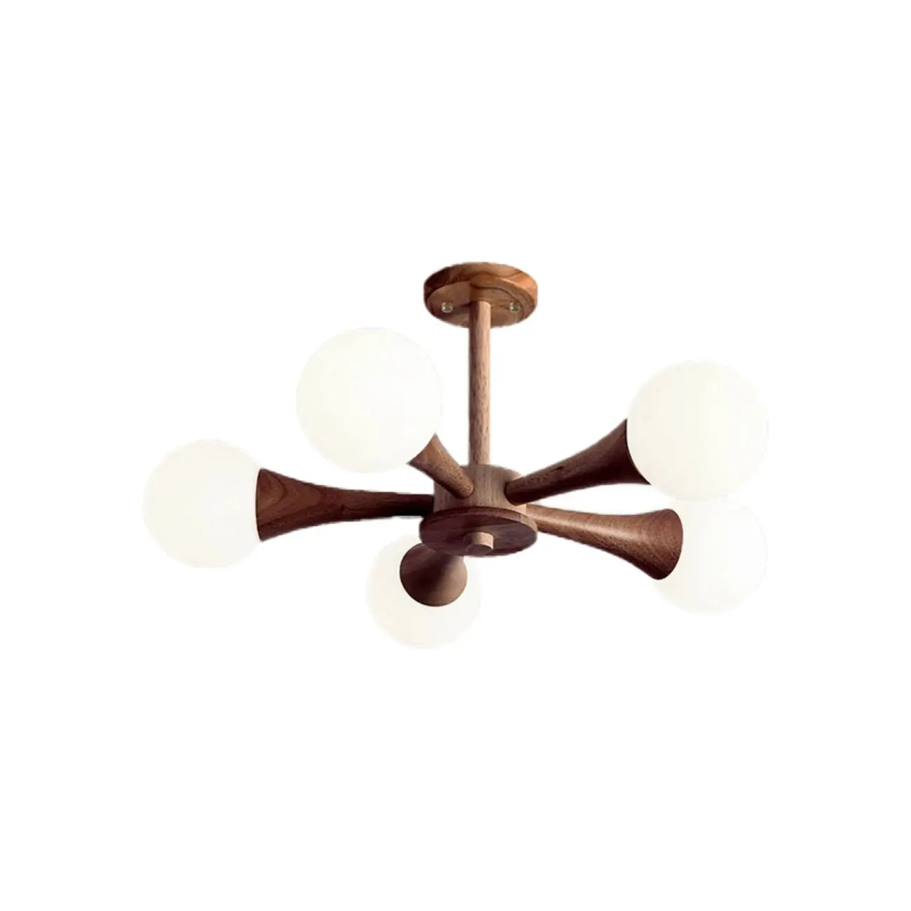 Elegant Wood Flush Mount Chandelier with 5 Lights for Bedroom