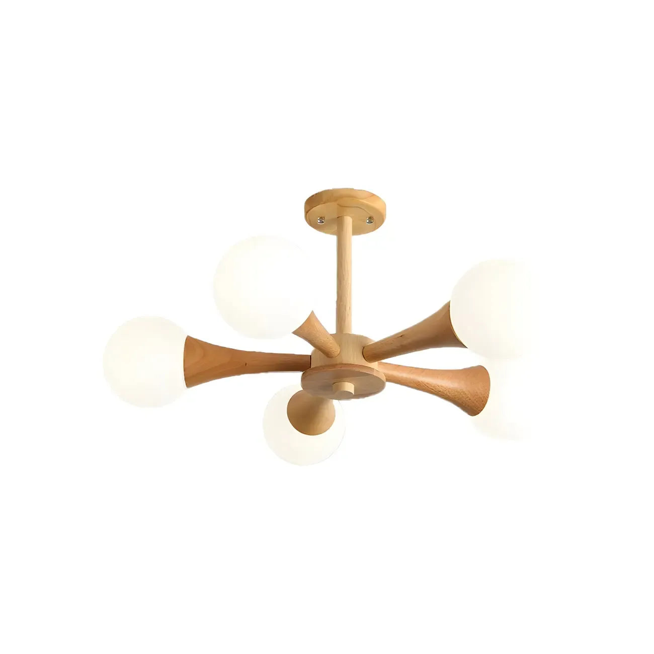 Elegant Wood Flush Mount Chandelier with 5 Lights for Bedroom