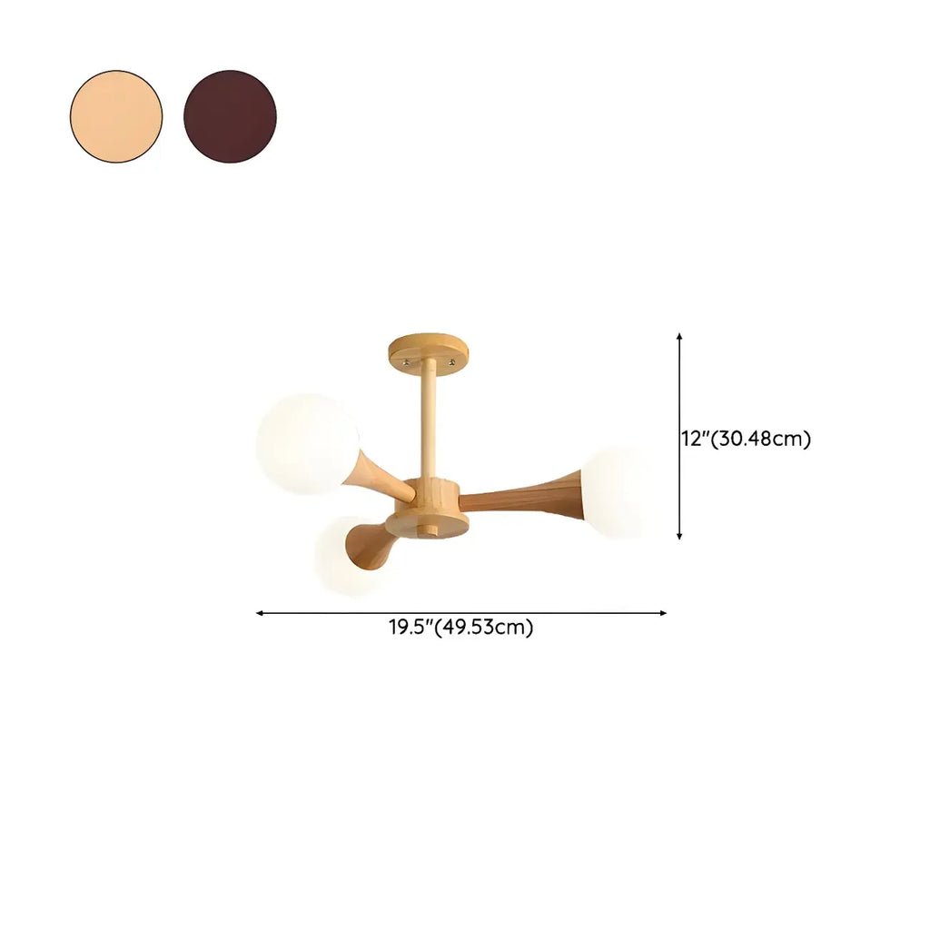 Elegant Wood Flush Mount Chandelier with 5 Lights for Bedroom