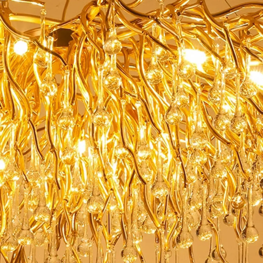 Modern Crystal Chandelier with Gold Branches for Dining Room