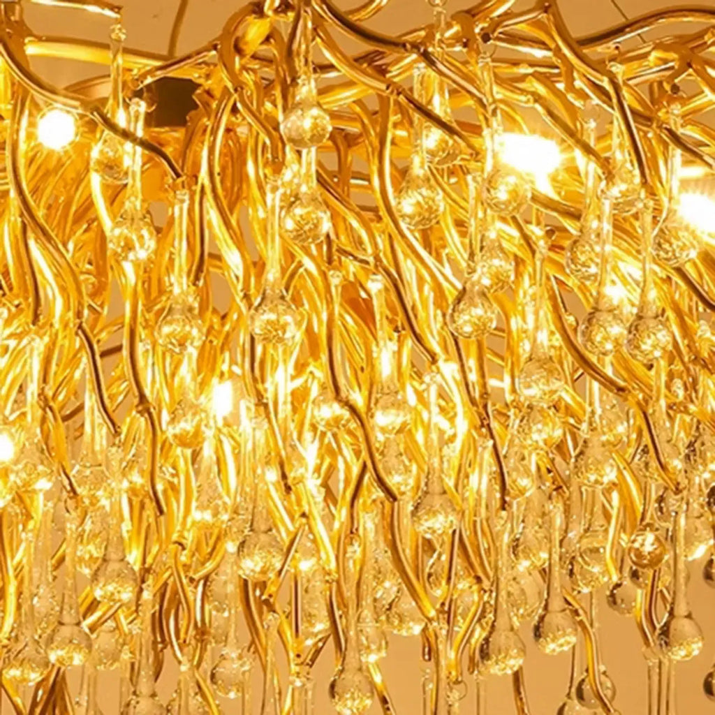 Modern Crystal Chandelier with Gold Branches for Dining Room