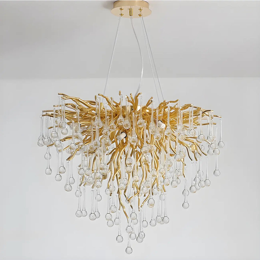 Modern Crystal Chandelier with Gold Branches for Dining Room