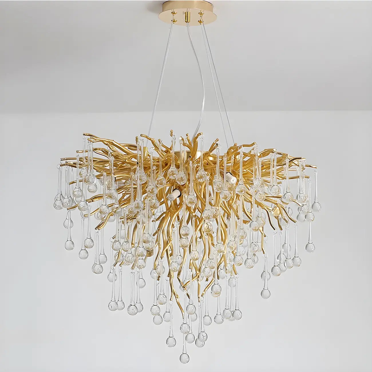 Modern Crystal Chandelier with Gold Branches for Dining Room