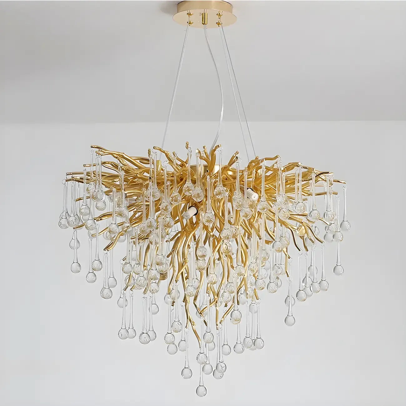 Modern Crystal Chandelier with Gold Branches for Dining Room