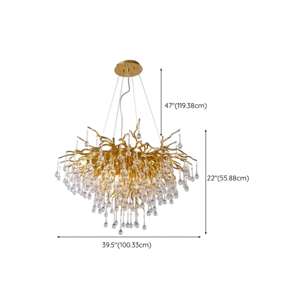 Modern Crystal Chandelier with Gold Branches for Dining Room