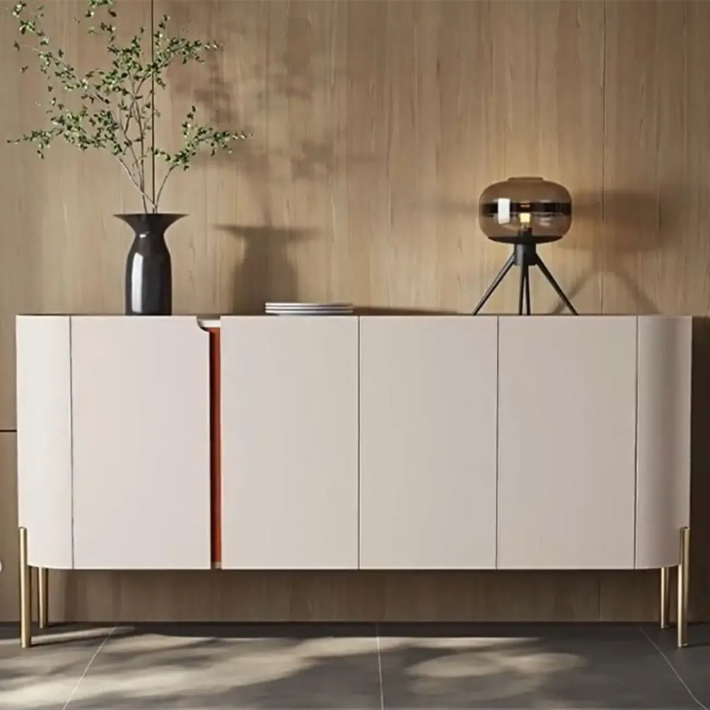 Glam Off-White Wooden Sideboard with Cabinets