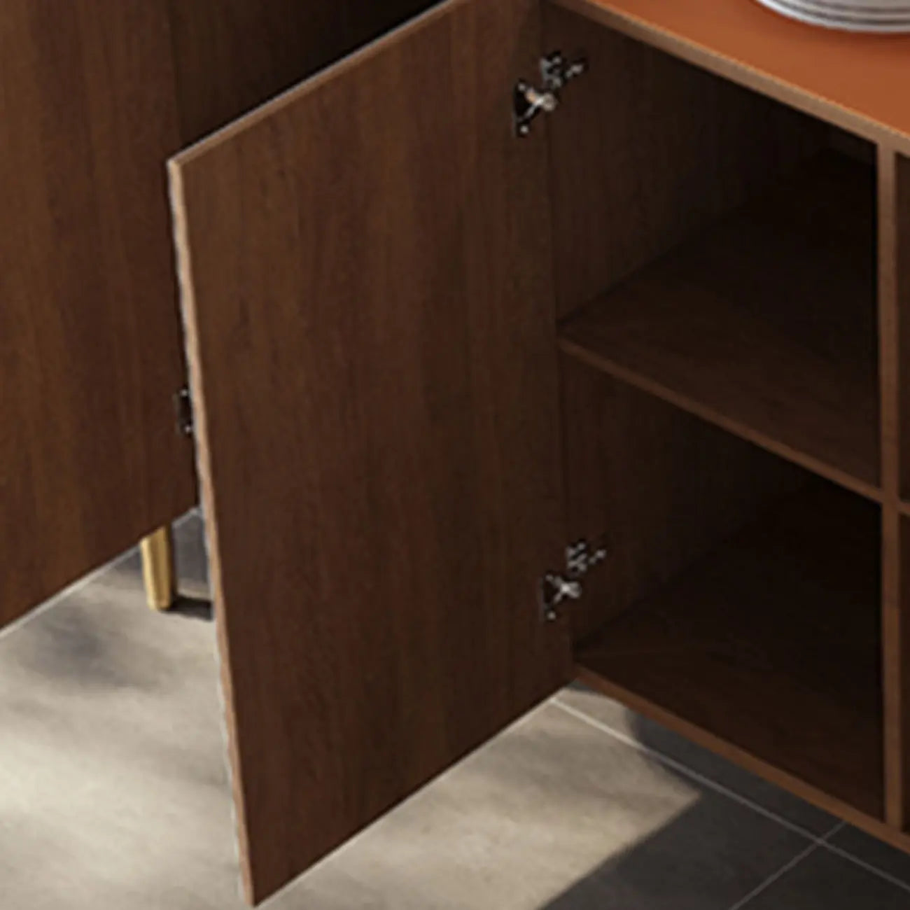 Glam Off-White Wooden Sideboard with Cabinets