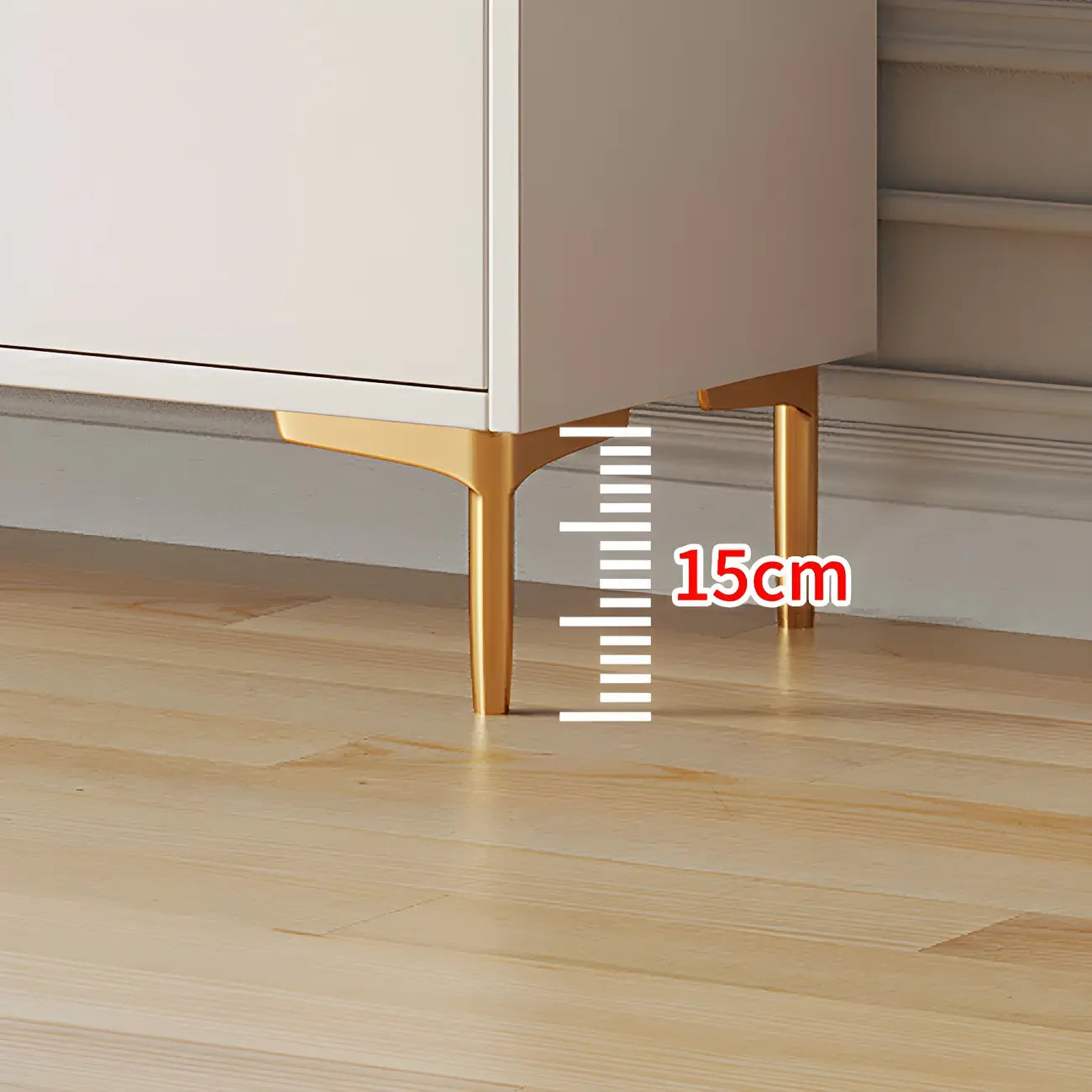 Glam White Wooden Buffet Table with Drawers & Shelves