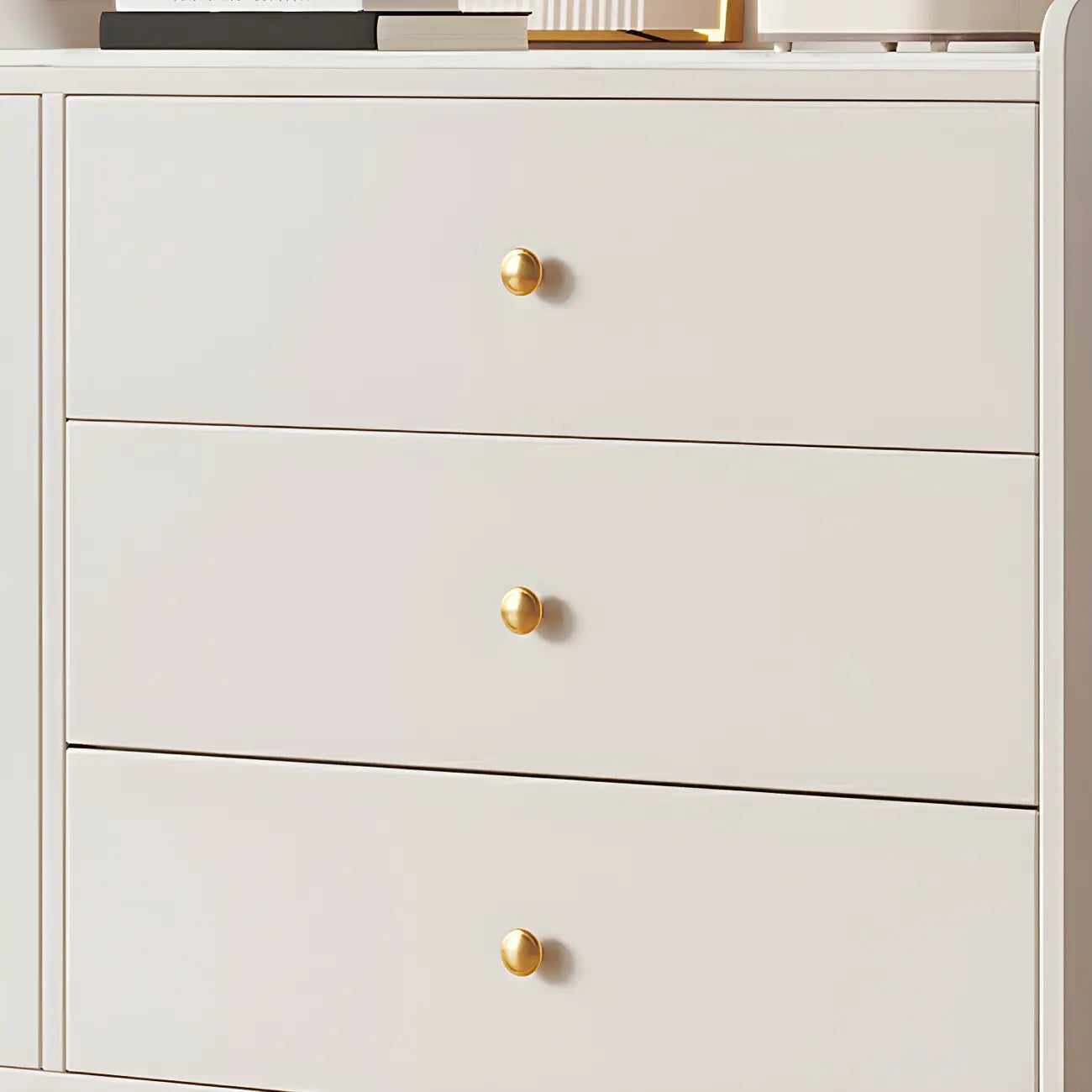 Glam White Wooden Buffet Table with Drawers & Shelves