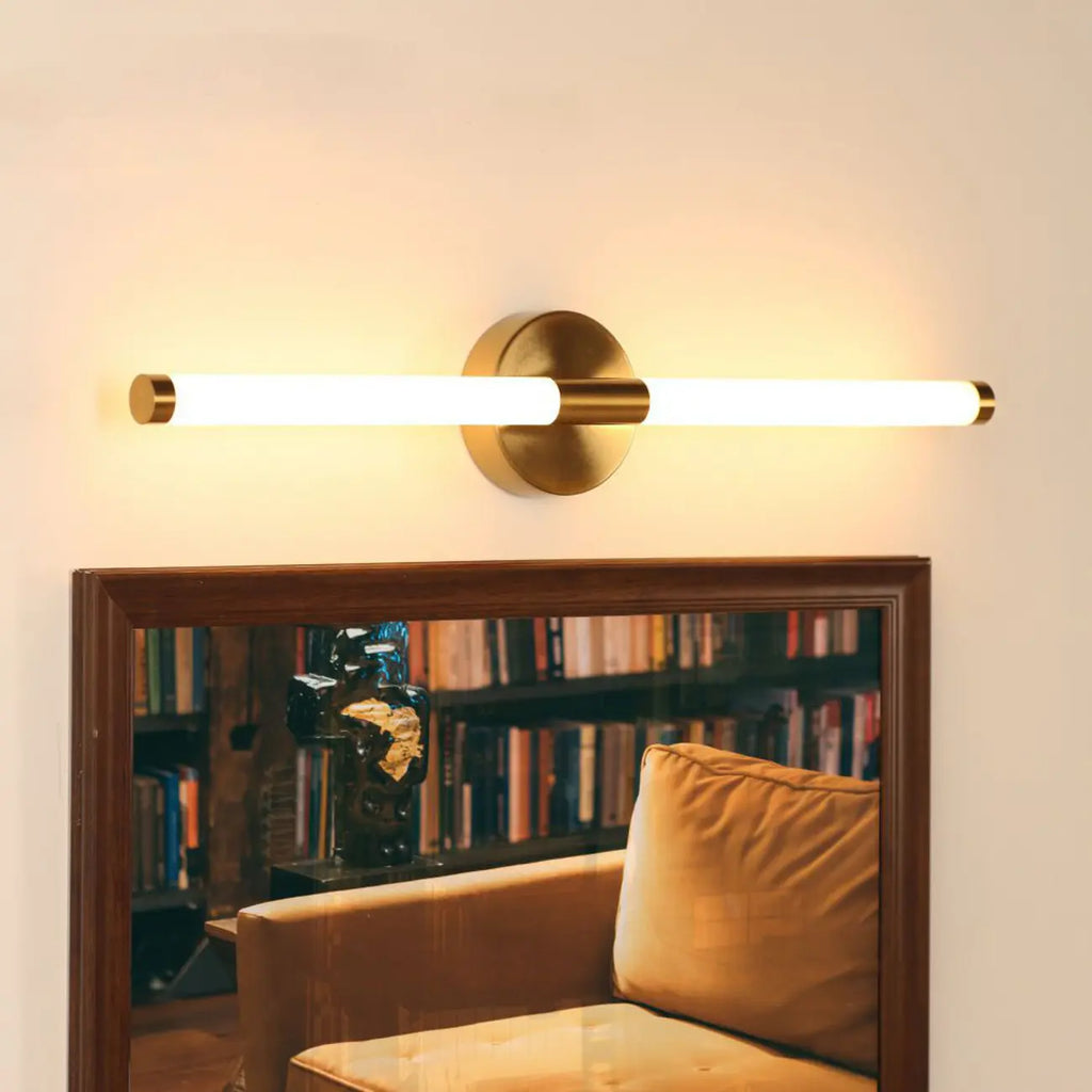 Modern Gold Tubular Metal LED Vanity Light for Bedroom