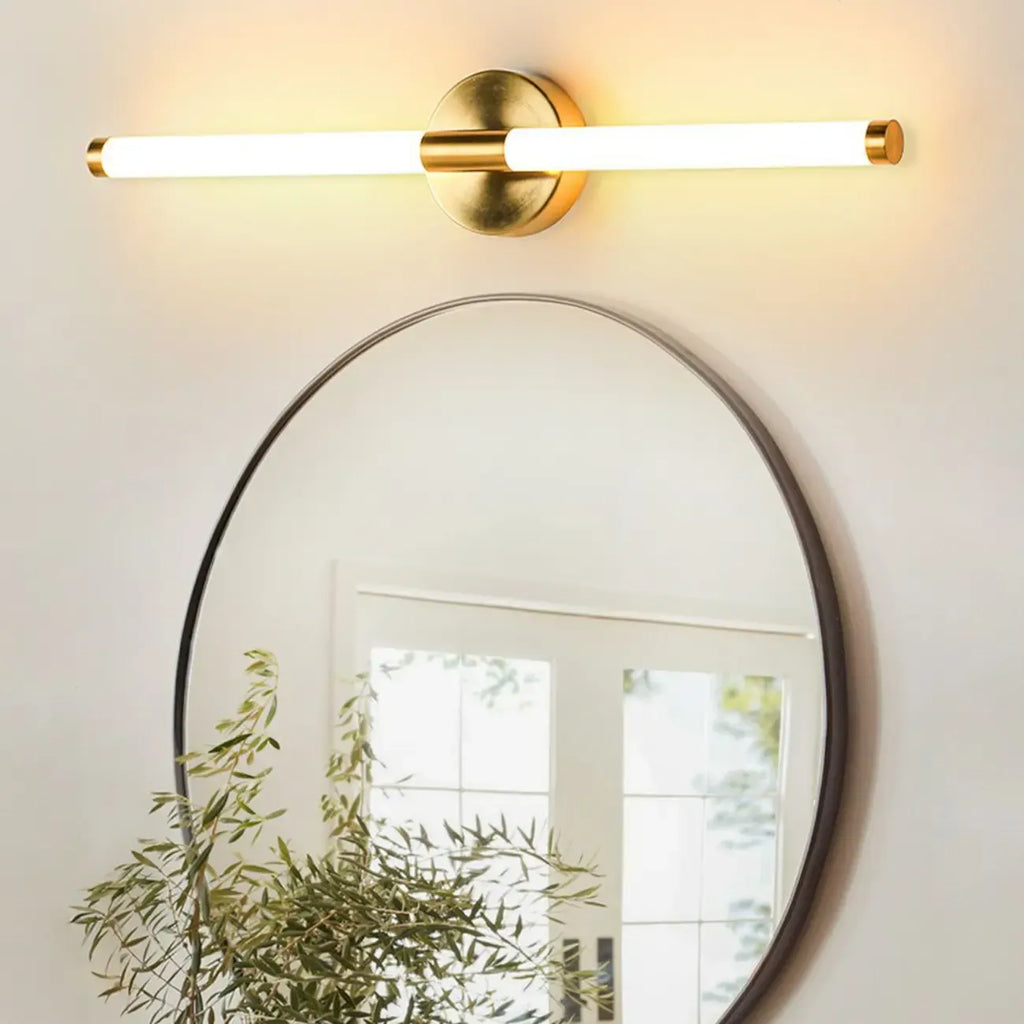 Modern Gold Tubular Metal LED Vanity Light for Bedroom