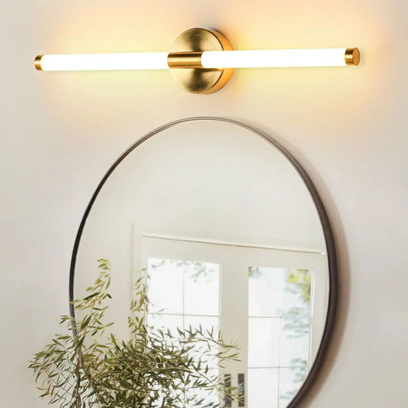 Modern Gold Tubular Metal LED Vanity Light for Bedroom