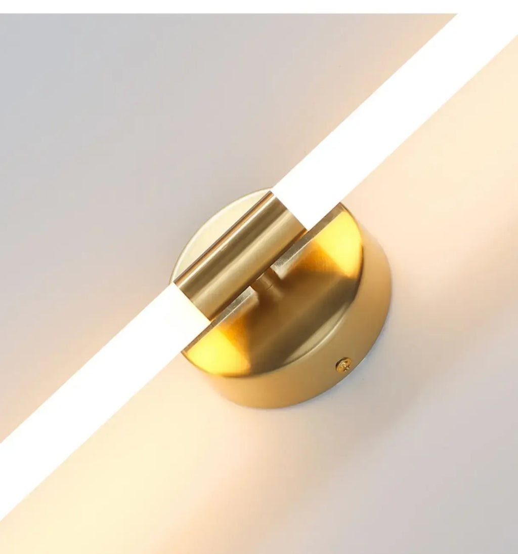 Modern Gold Tubular Metal LED Vanity Light for Bedroom