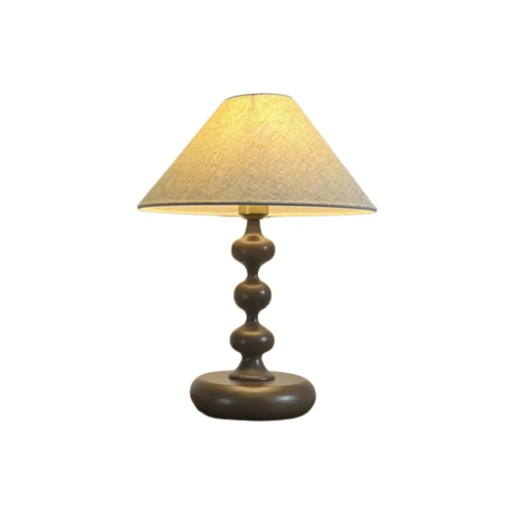 White Cone Shade Wooden Base Table Lamp for Bedroom