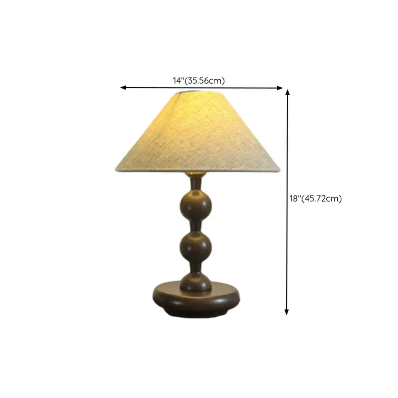 White Cone Shade Wooden Base Table Lamp for Bedroom