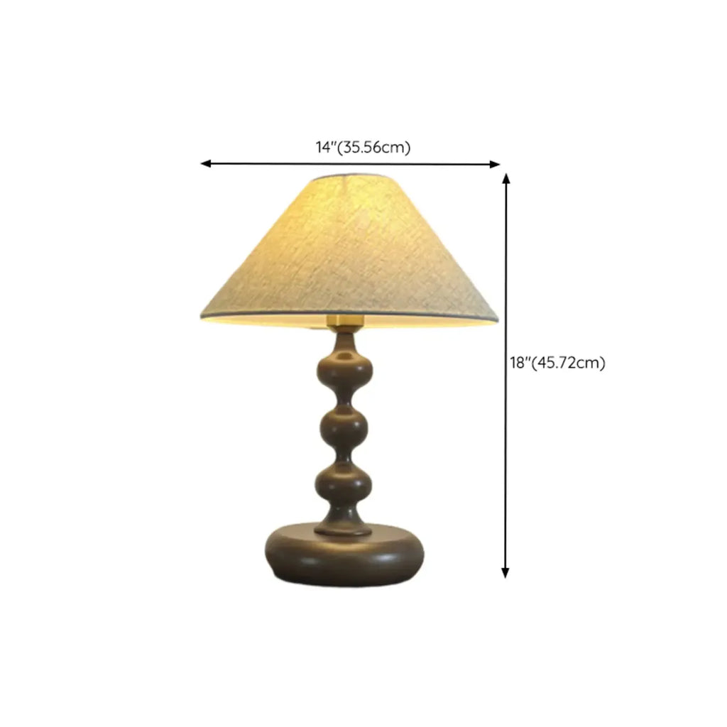 White Cone Shade Wooden Base Table Lamp for Bedroom
