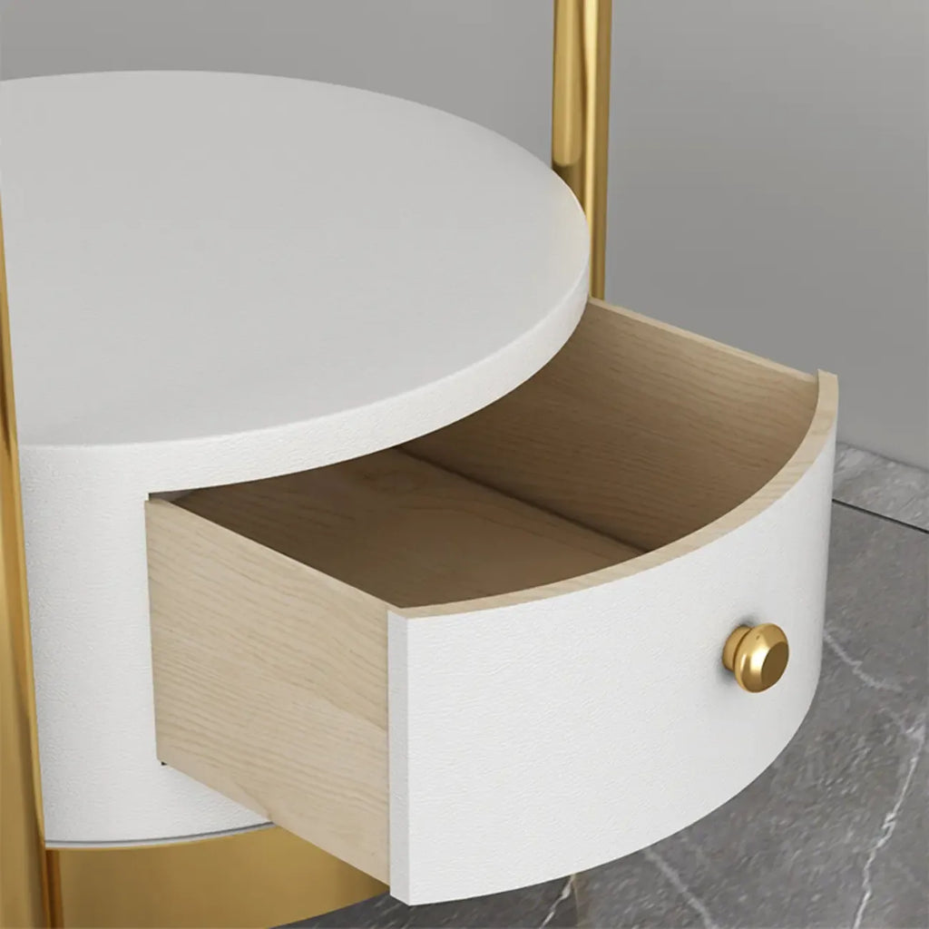 Modern Gold Linear Floor Lamp with Shelf & Pleated Shade