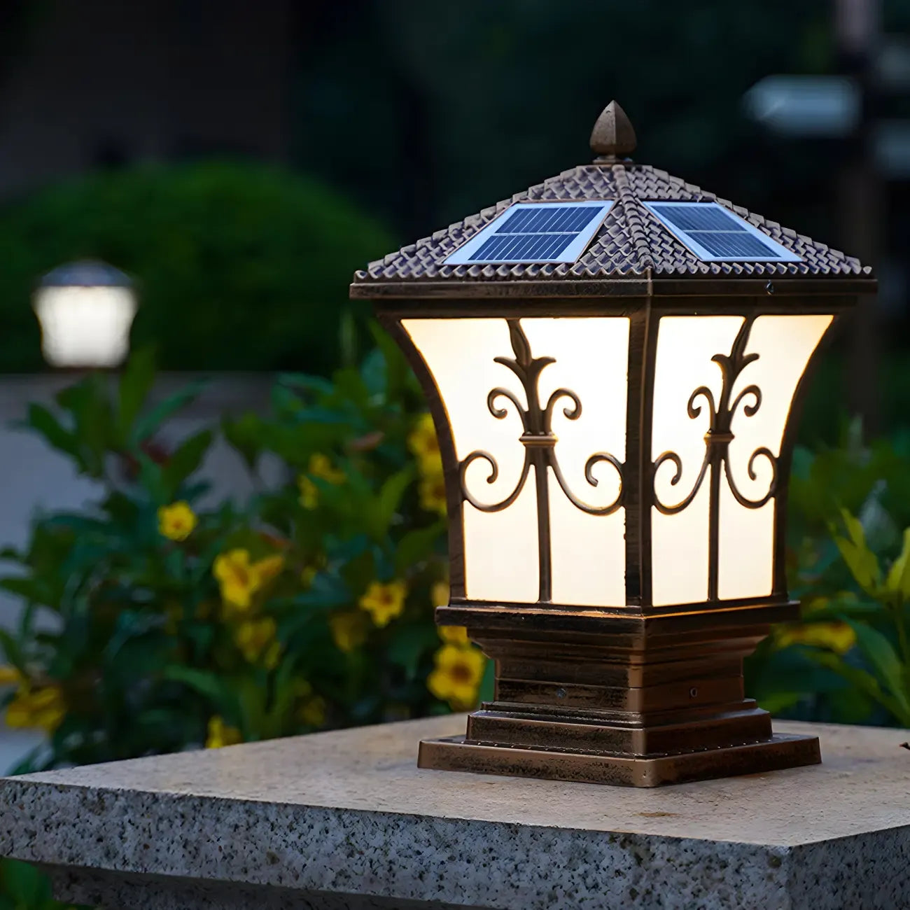 Vintage Solar Bronze LED Outdoor Post Lights