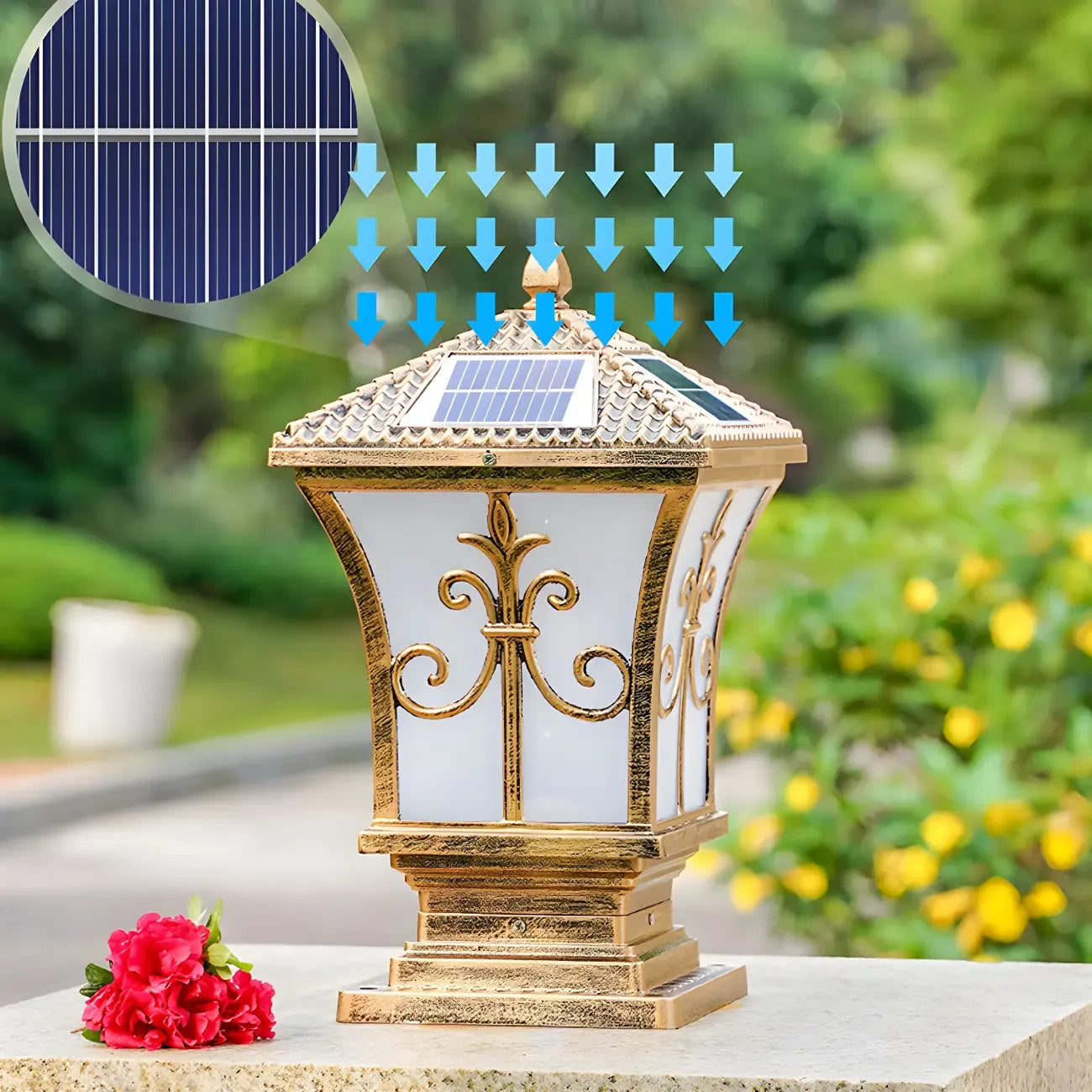 Vintage Solar Bronze LED Outdoor Post Lights