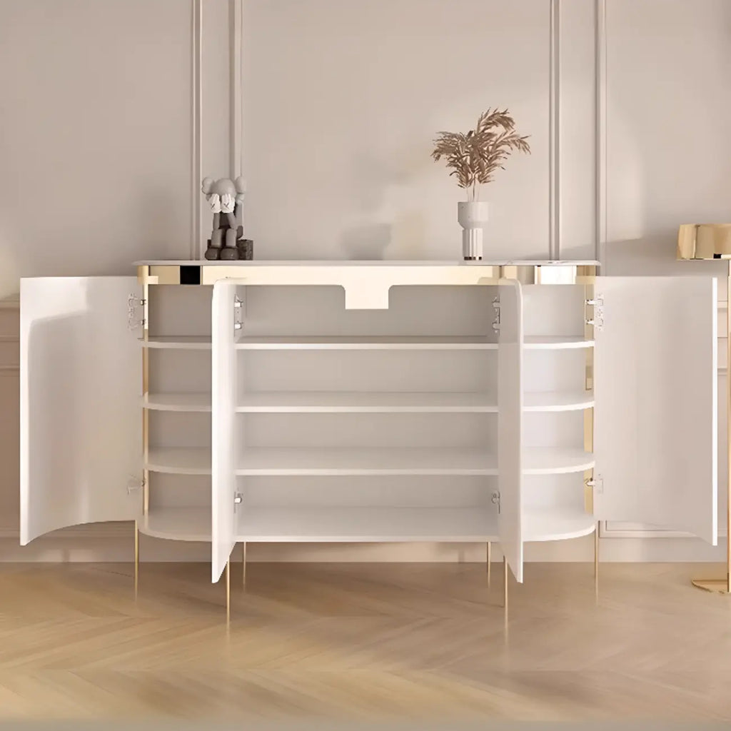 Modern White Sideboard with Mirrored Accent and Storage