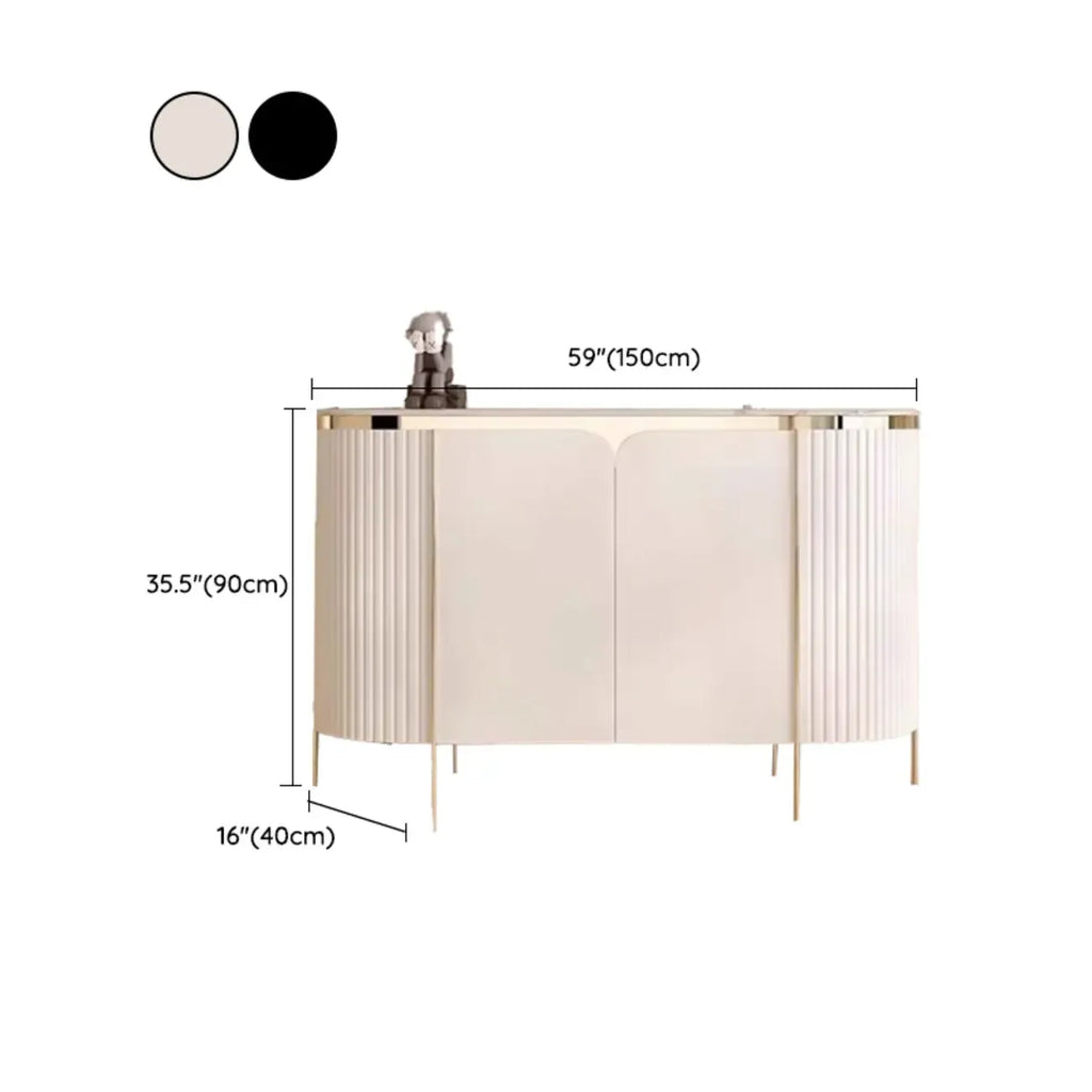 Modern White Sideboard with Mirrored Accent and Storage