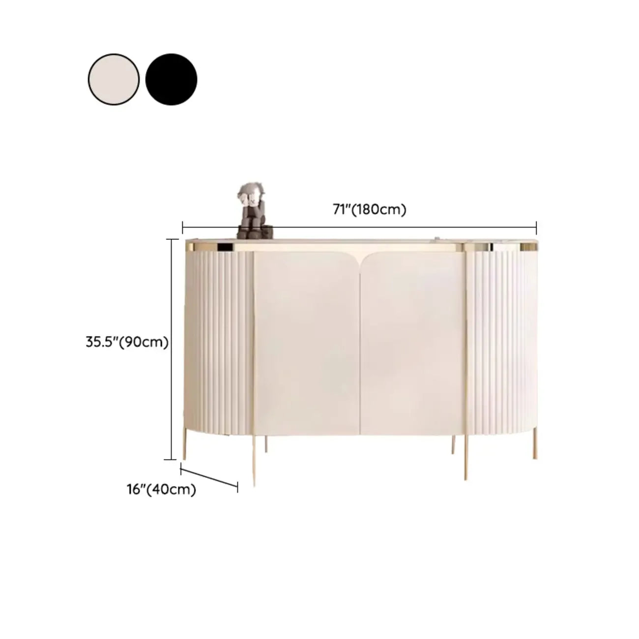Modern White Sideboard with Mirrored Accent and Storage