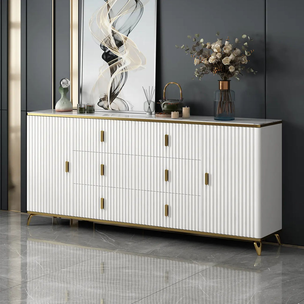 Glam Wooden Living Room Cabinet with Multiple Drawers