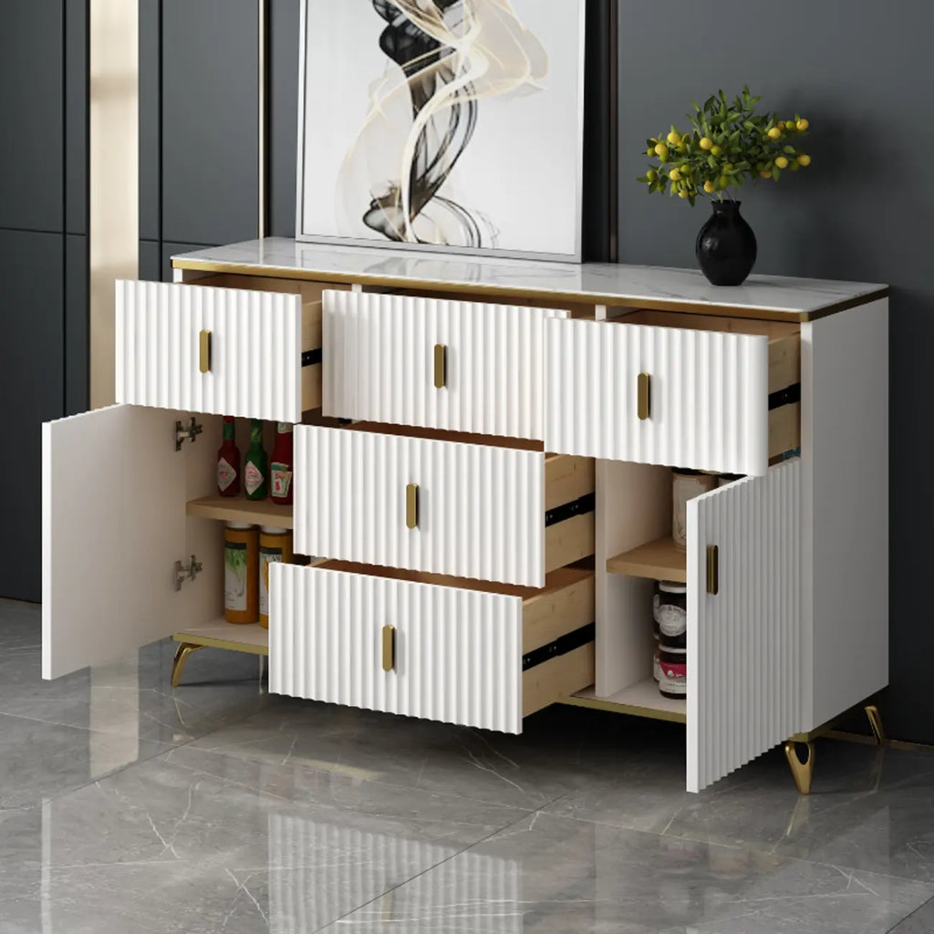 Glam Wooden Living Room Cabinet with Multiple Drawers
