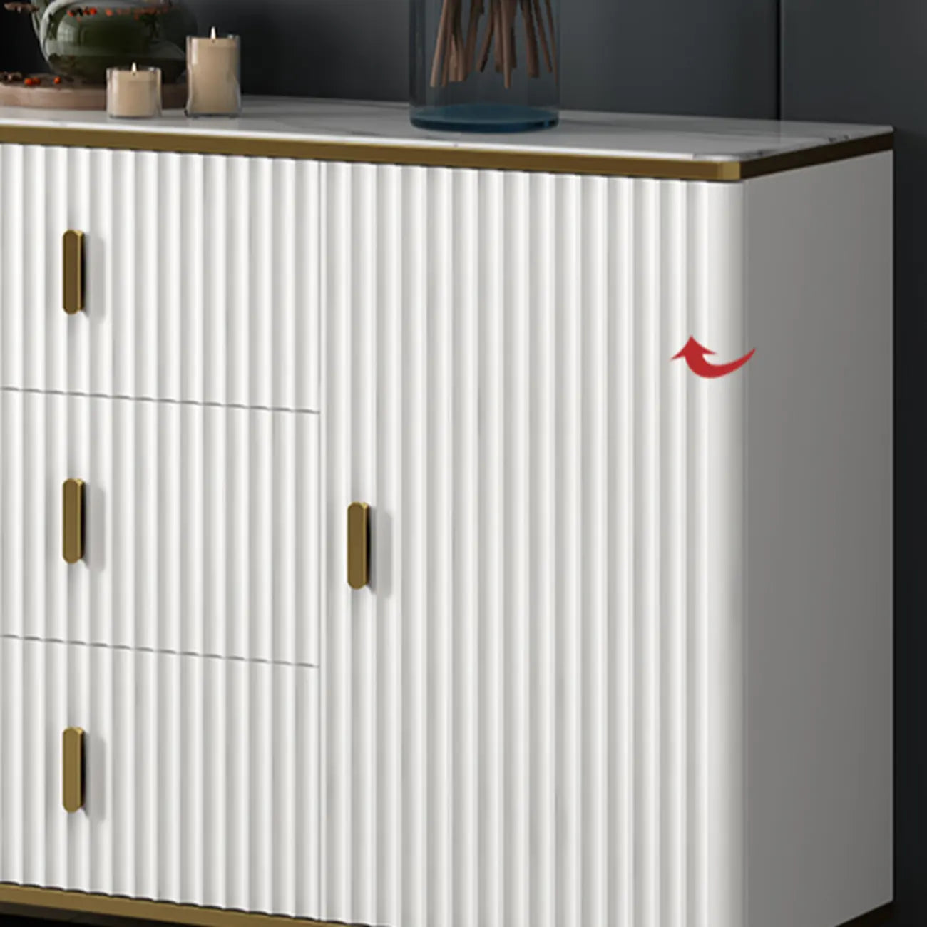 Glam Wooden Living Room Cabinet with Multiple Drawers