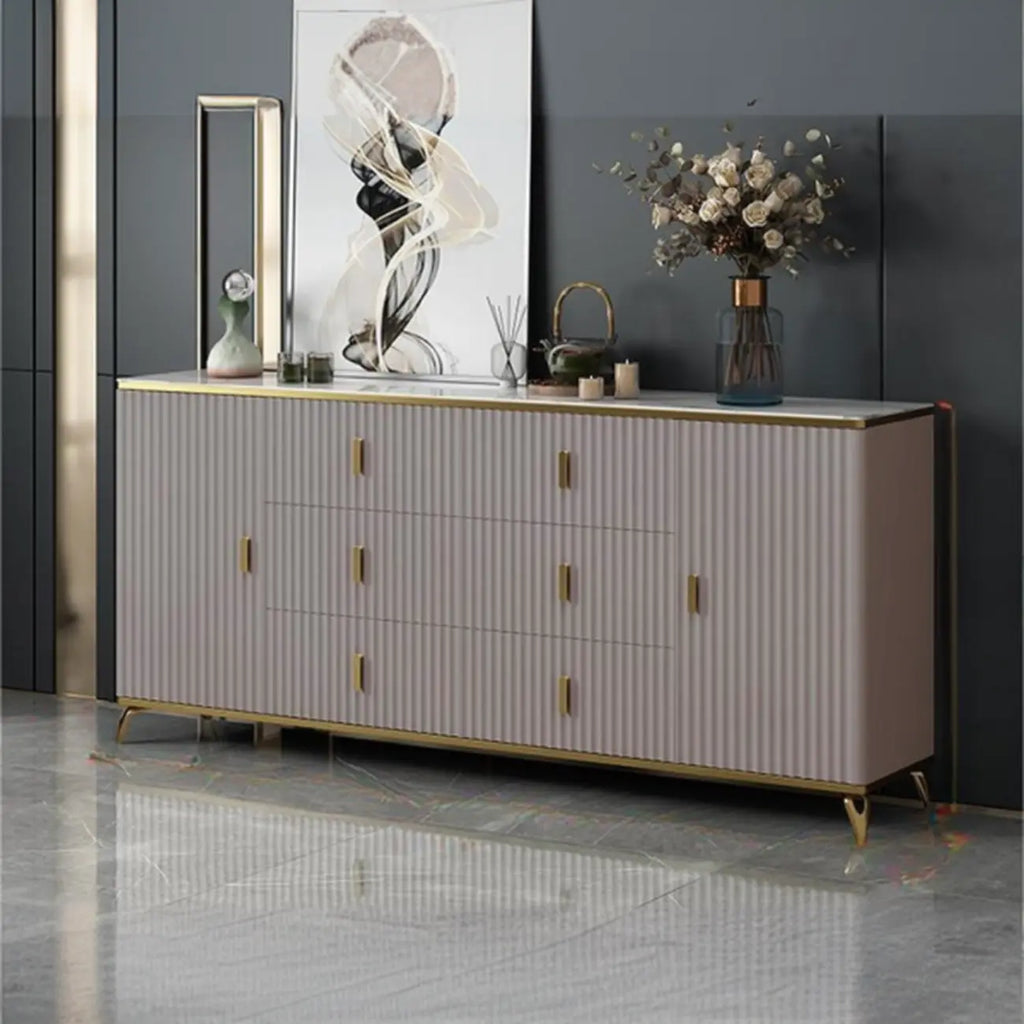 Glam Wooden Living Room Cabinet with Multiple Drawers