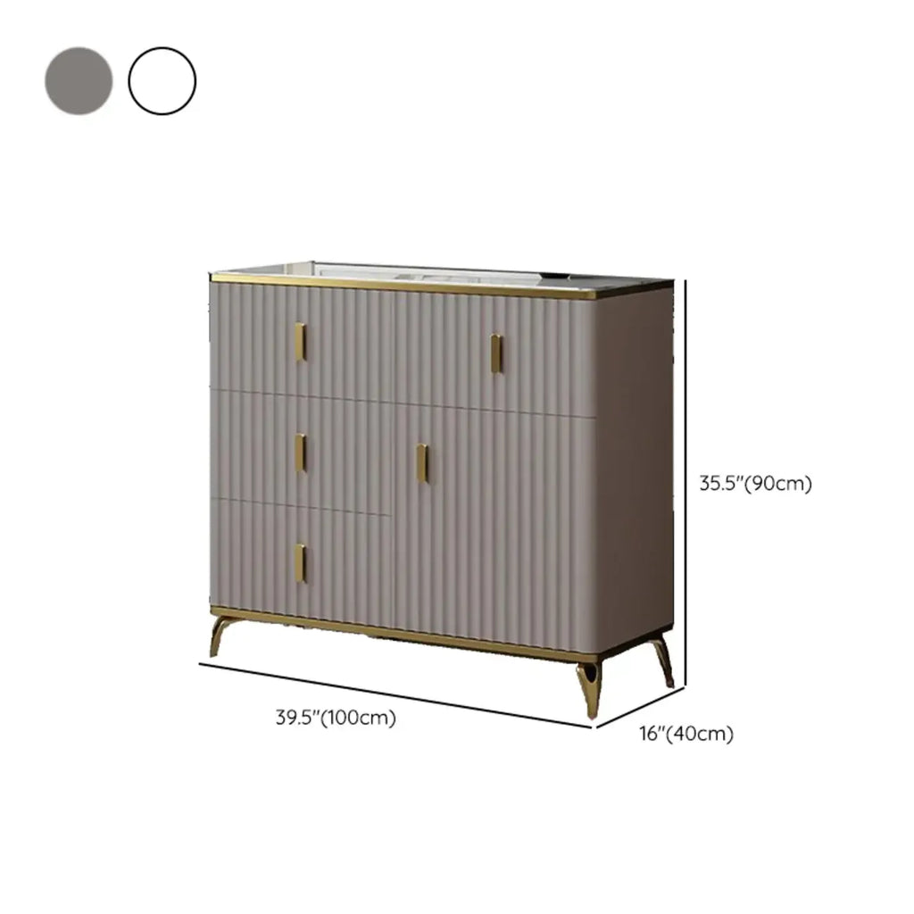 Glam Wooden Living Room Cabinet with Multiple Drawers