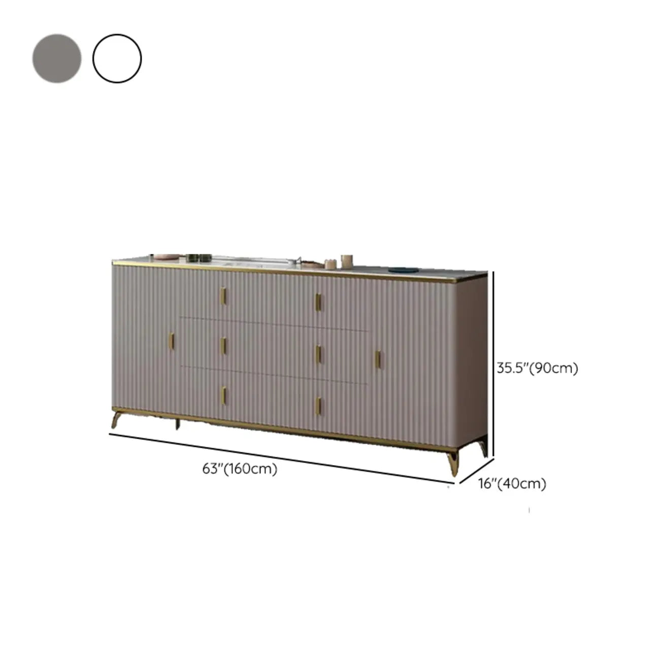 Glam Wooden Living Room Cabinet with Multiple Drawers