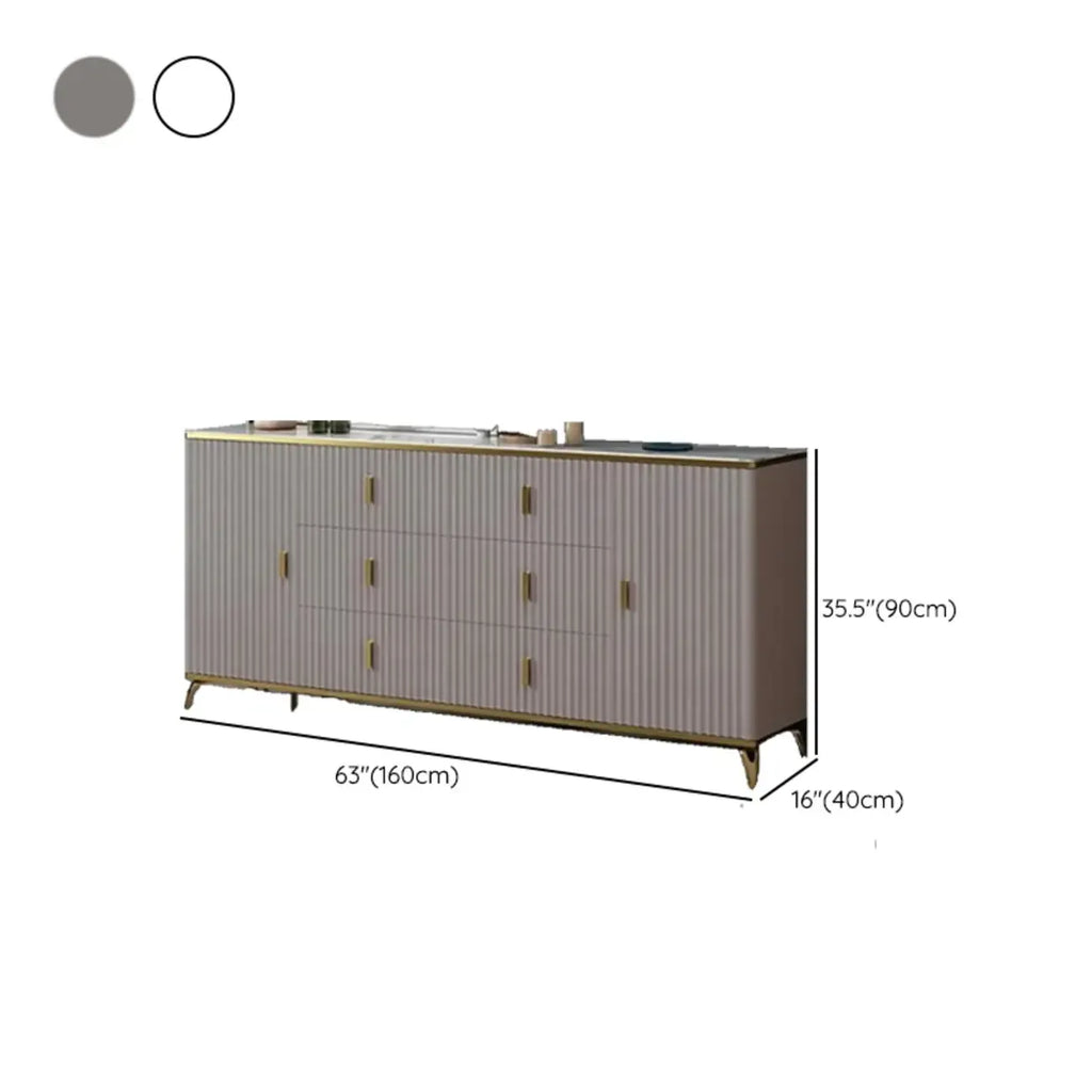 Glam Wooden Living Room Cabinet with Multiple Drawers