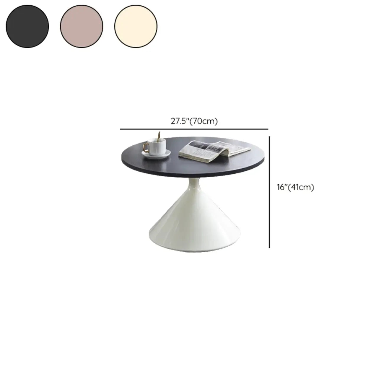 Modern Minimalist  Round Coffee Table Set with Wooden Top